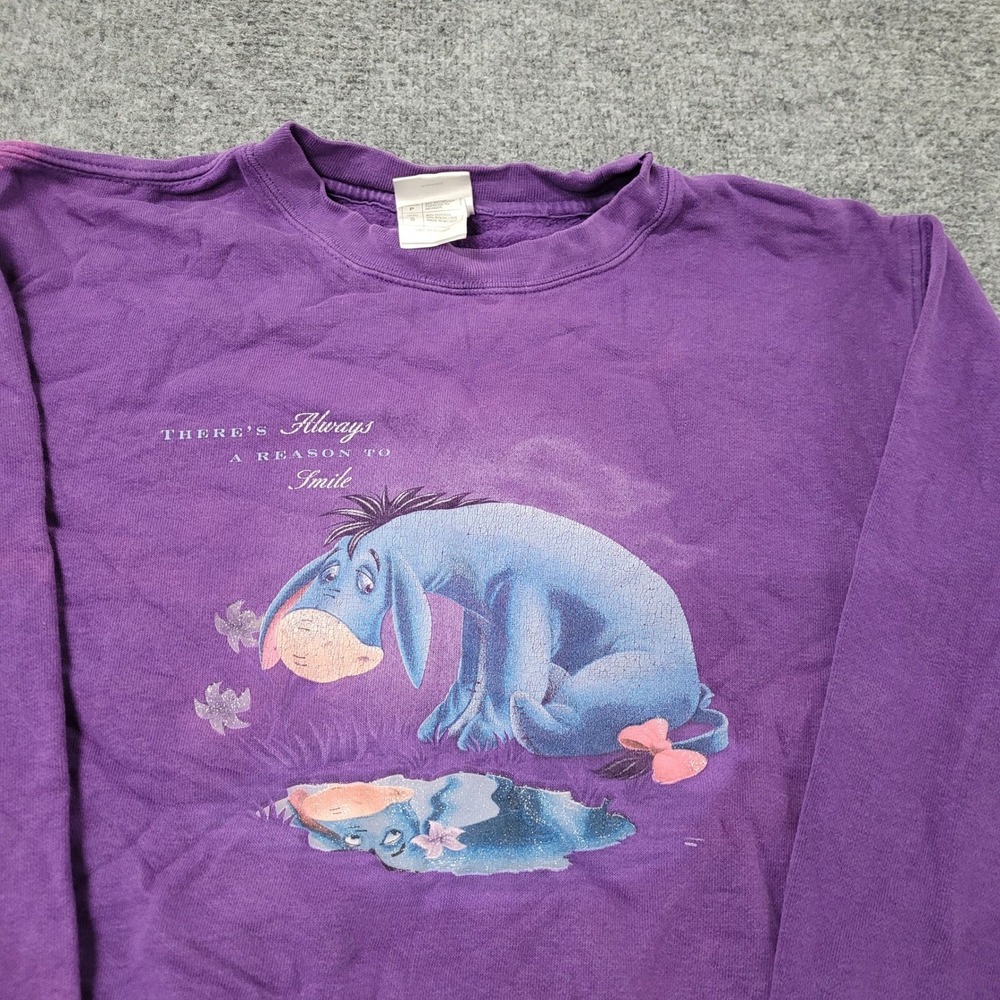 Disney Store Sweatshirt Womens Size S Purple Eeyore Graphic Casual Crewneck Fair